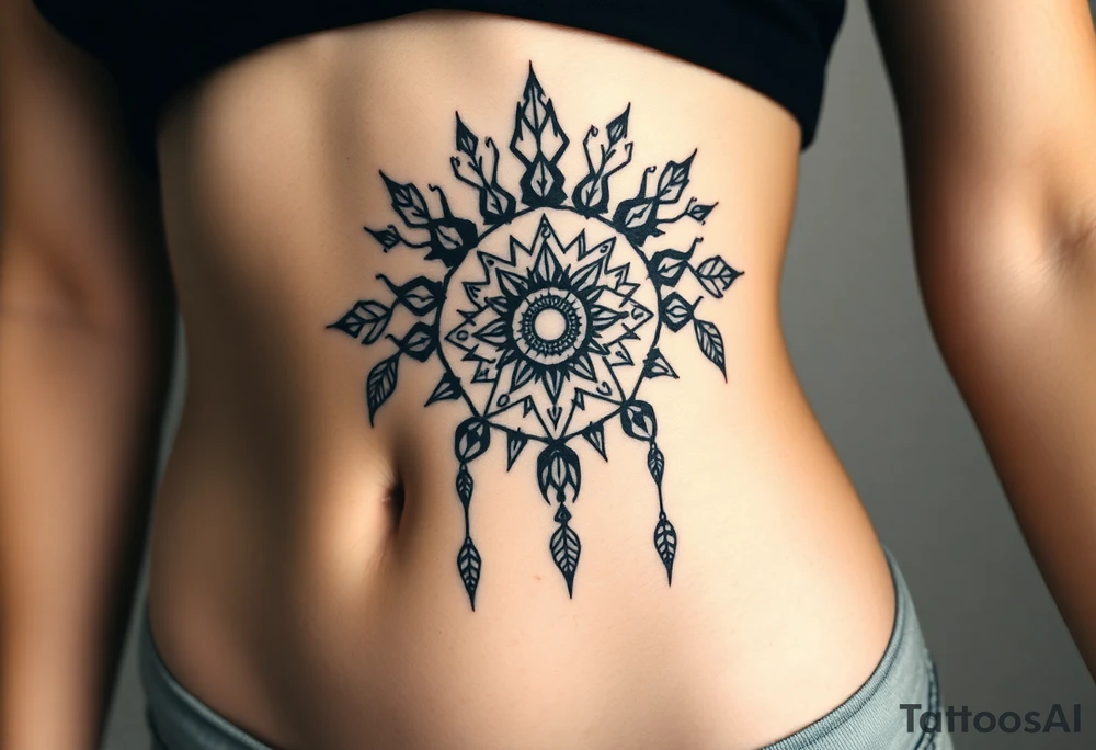 dreamcatcher sun tattoo idea