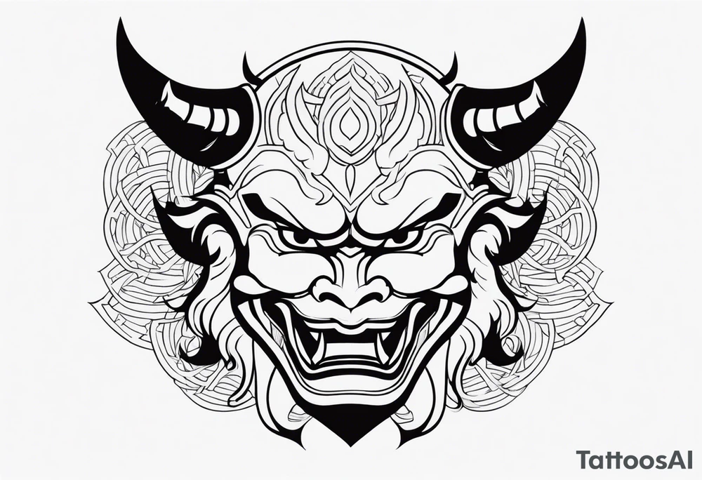 Japanese devil mask tattoo idea