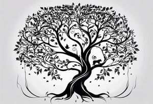 Tree of life with the roots going into a tigers stripes tattoo idea