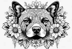 Paw prints, flowers, butterfly tattoo idea