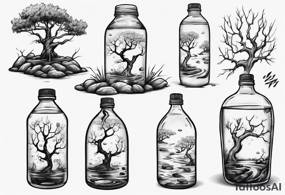 Small spring water beside an oka tree tattoo idea