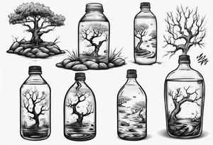 Small spring water beside an oka tree tattoo idea