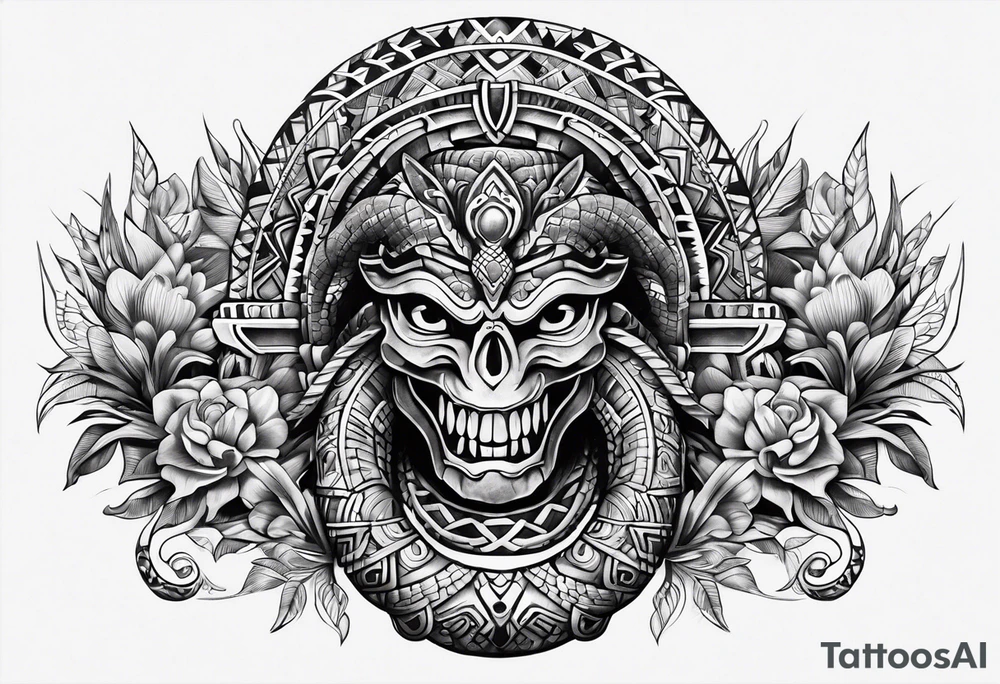 aztec snake sleeve tattoo idea