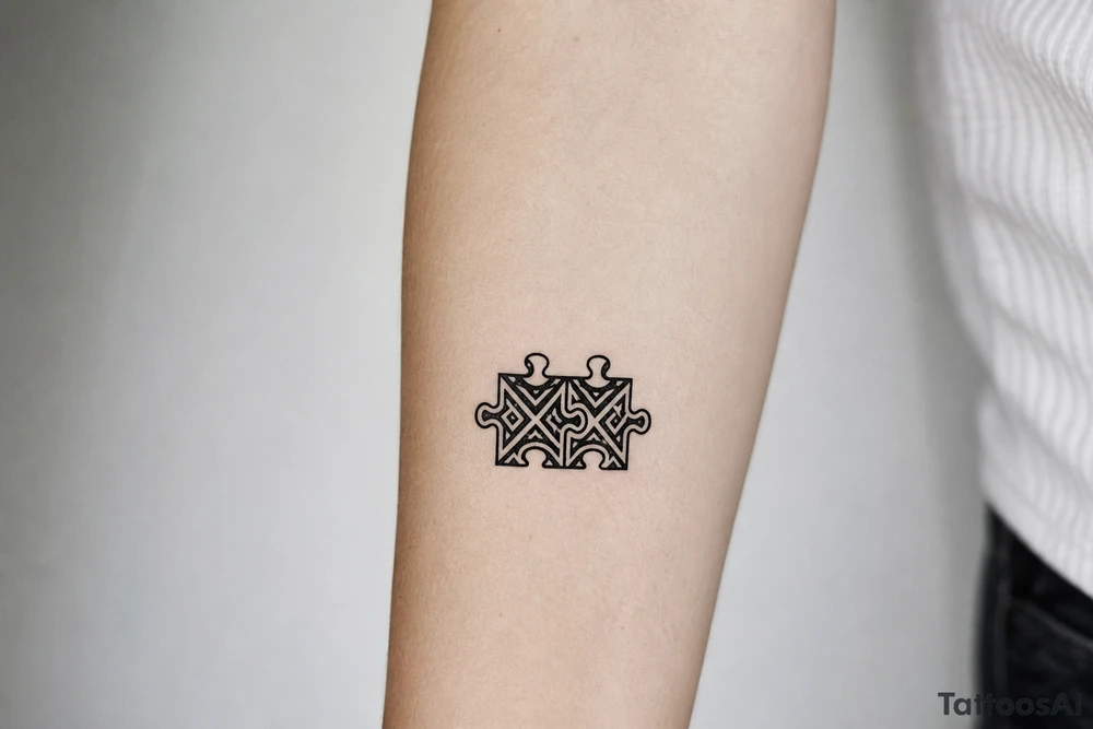 Two puzzle pieces that would only fit together with only the two to make one for two lovers tattoo idea