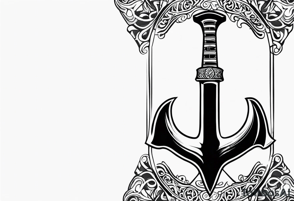 Valhalla sword shield axe tattoo idea