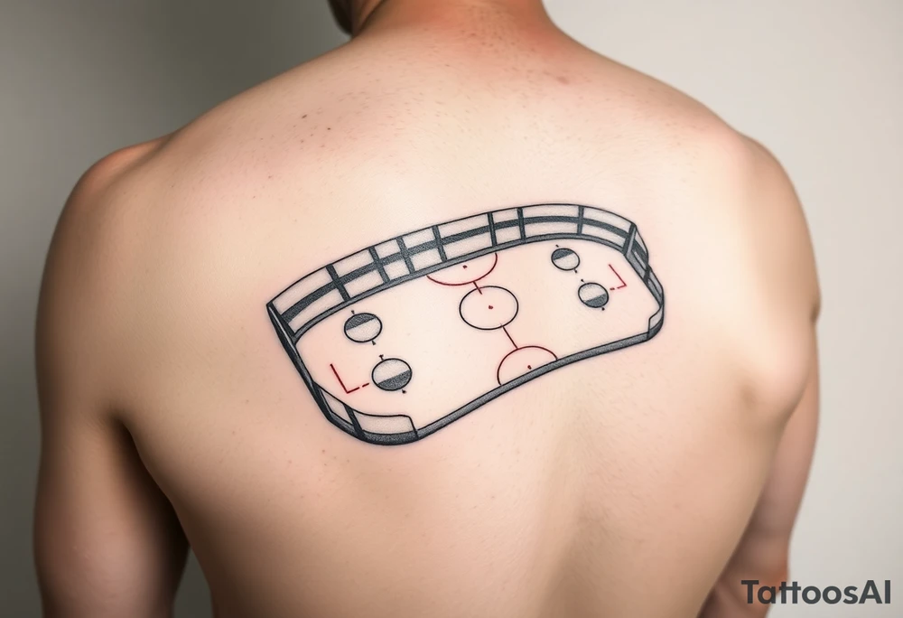 Ice hockey rink on leg back ikr tattoo idea