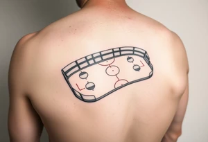Ice hockey rink on leg back ikr tattoo idea