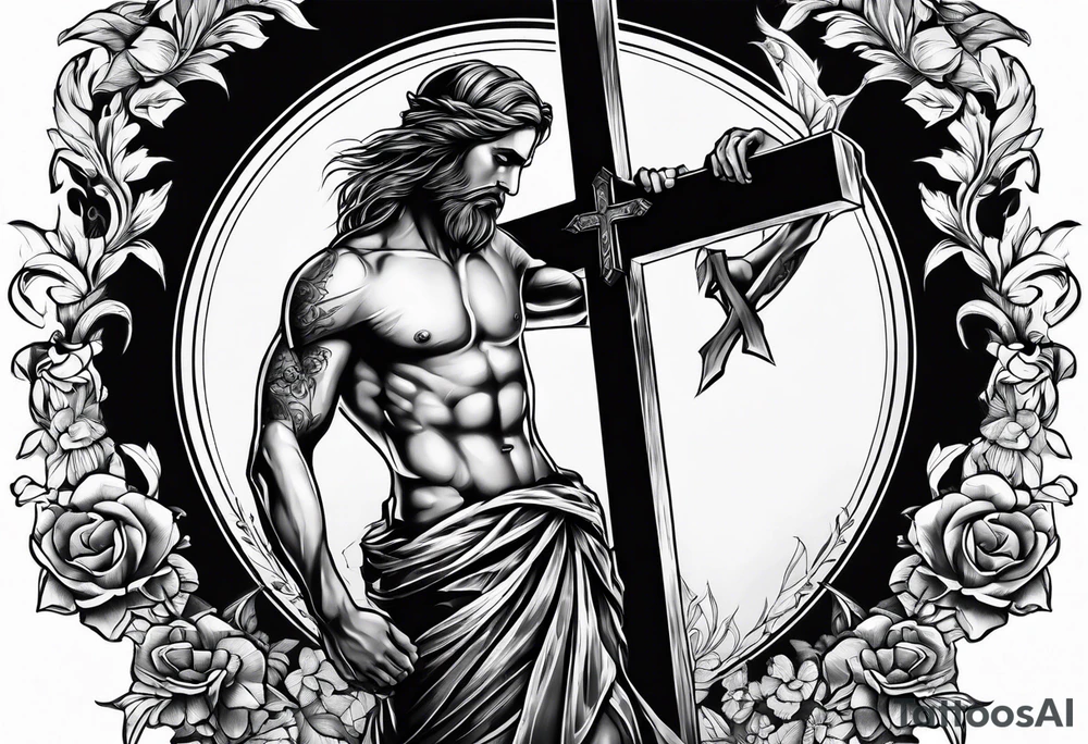 man carrying a cross tattoo idea