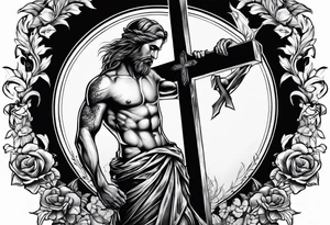 man carrying a cross tattoo idea