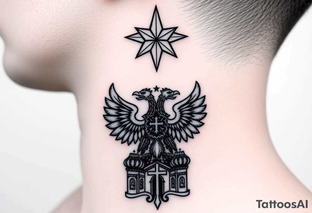 Top: Russian star 
Middle: russian double-headed eagle coat of arms
Bottom: Orthodox church dome with a cross tattoo idea