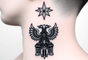 Top: Russian star 
Middle: russian double-headed eagle coat of arms
Bottom: Orthodox church dome with a cross tattoo idea