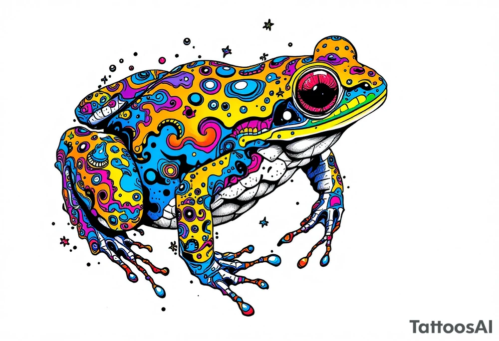 a psychedelic frog tattoo idea