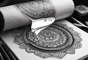 Mandala inspired Ripples in the water caused by a half moon that is dripping water Drops tattoo idea