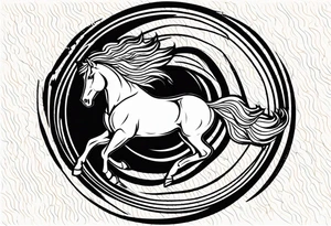 mustang jumping out of circle tattoo idea
