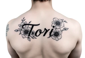 Name Tori with flowers tattoo idea