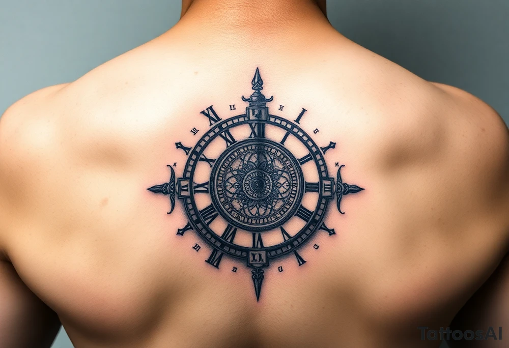 vintage roman numerals within ornate clockwork mechanism tattoo idea