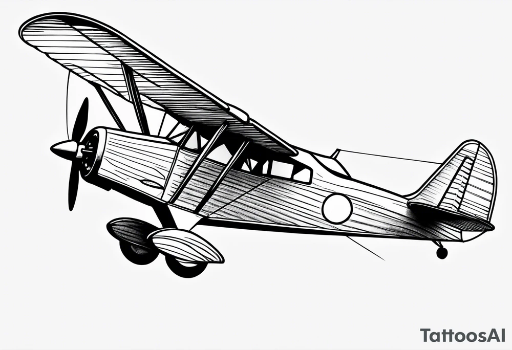 sketch of adventure plane in perspective from the bottom tattoo idea