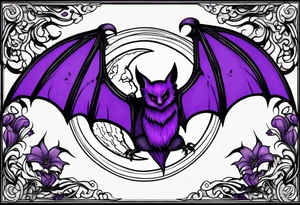 Purple bats and moon tattoo idea