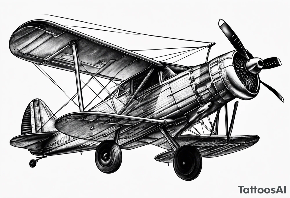 sketch of adventure plane in perspective from the bottom tattoo idea
