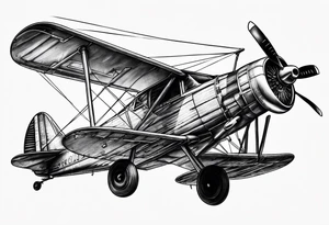 sketch of adventure plane in perspective from the bottom tattoo idea