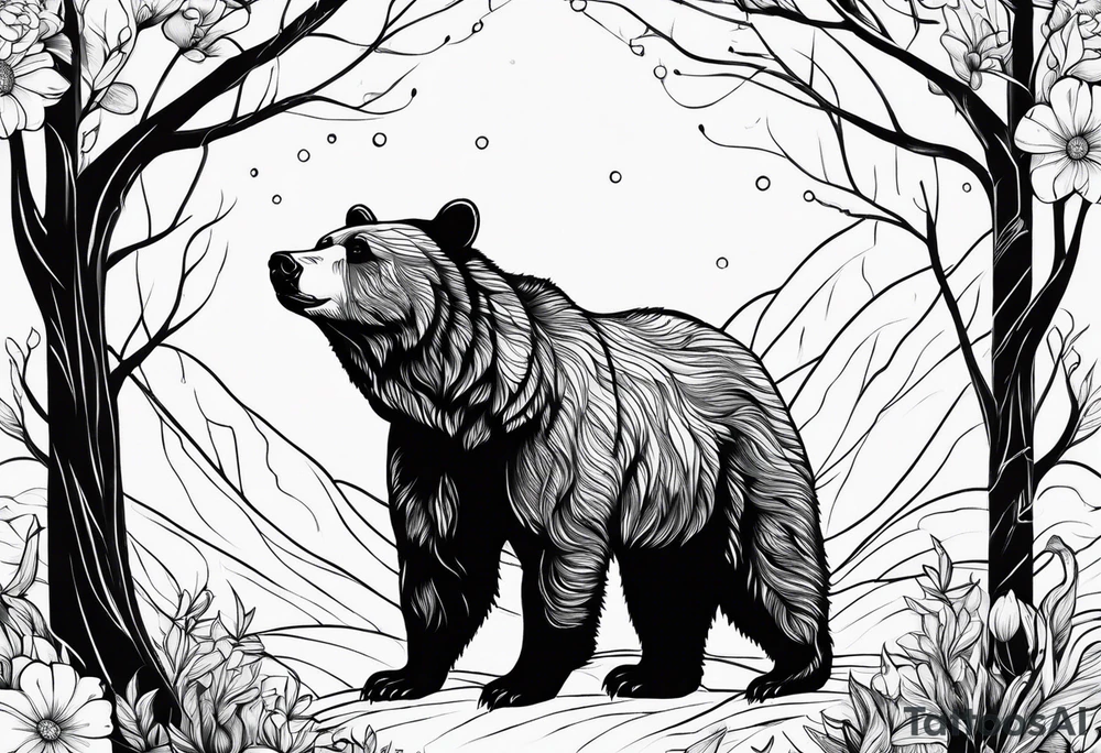 mother bear with cub looking at each other tattoo idea