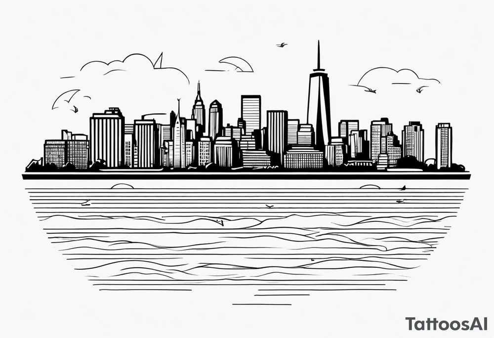 NYC skyline in the ocean tattoo idea