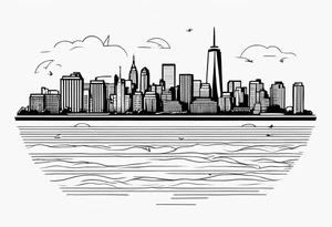 NYC skyline in the ocean tattoo idea