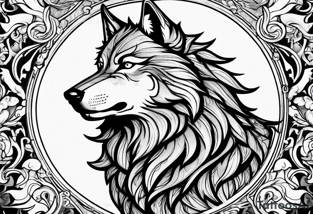 wolf with sword tattoo idea