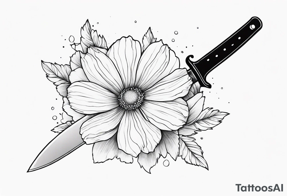 knife with cosmos tattoo idea