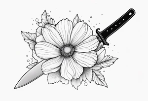 knife with cosmos tattoo idea