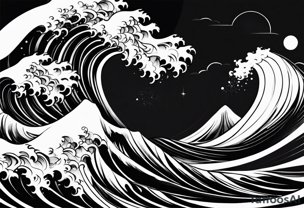 stylized waves in simple, minimalist tattoo idea