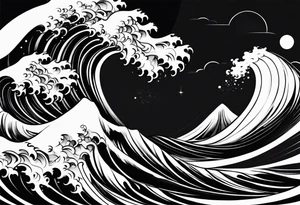 stylized waves in simple, minimalist tattoo idea