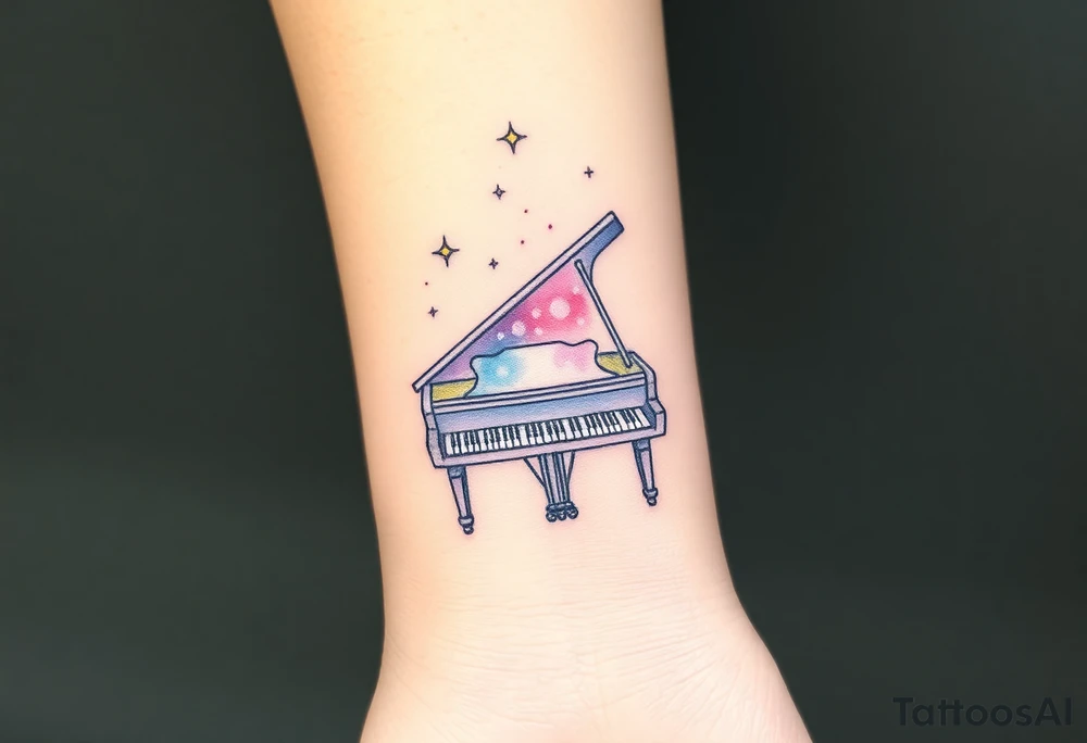 piano under the stars tattoo idea