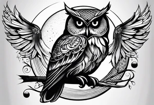 Owl with moon tattoo idea