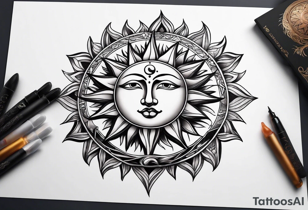 sun and moon tattoo idea