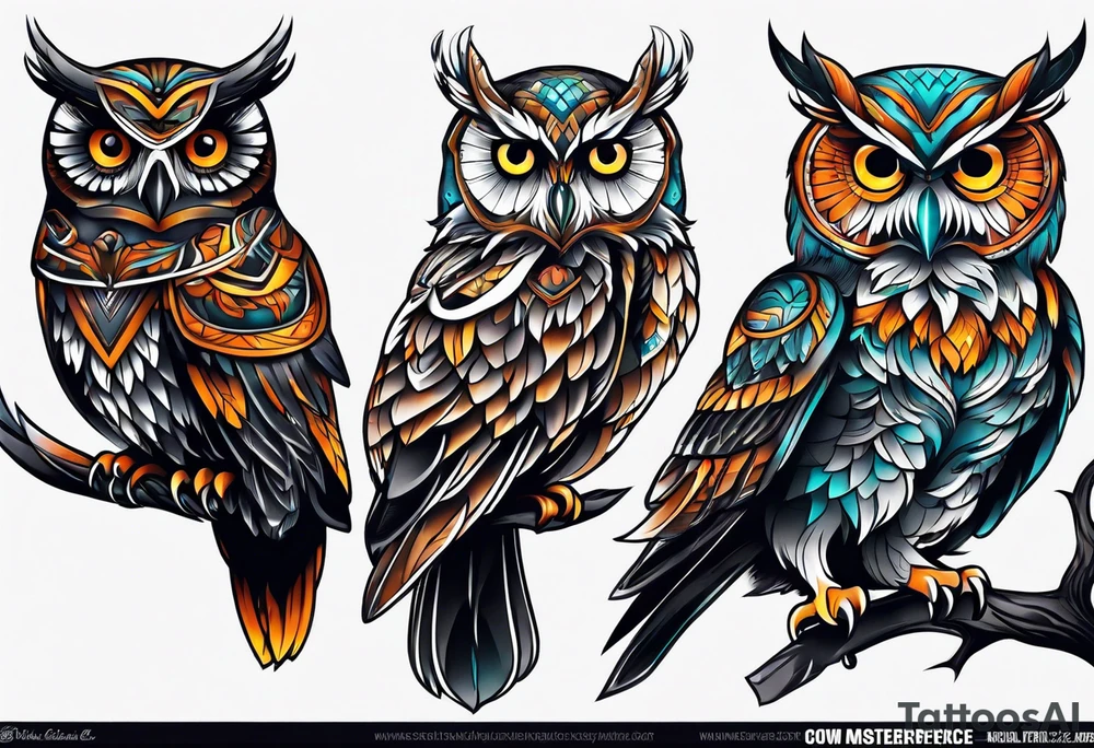 Full leg tattoo owl tattoo idea
