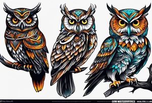 Full leg tattoo owl tattoo idea
