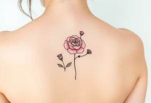 Rose, carnation, lily, aster, larksper tattoo idea