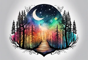 Woods nature stars family tattoo idea