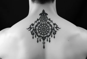 Ornamental chandelier natal chart tattoo idea