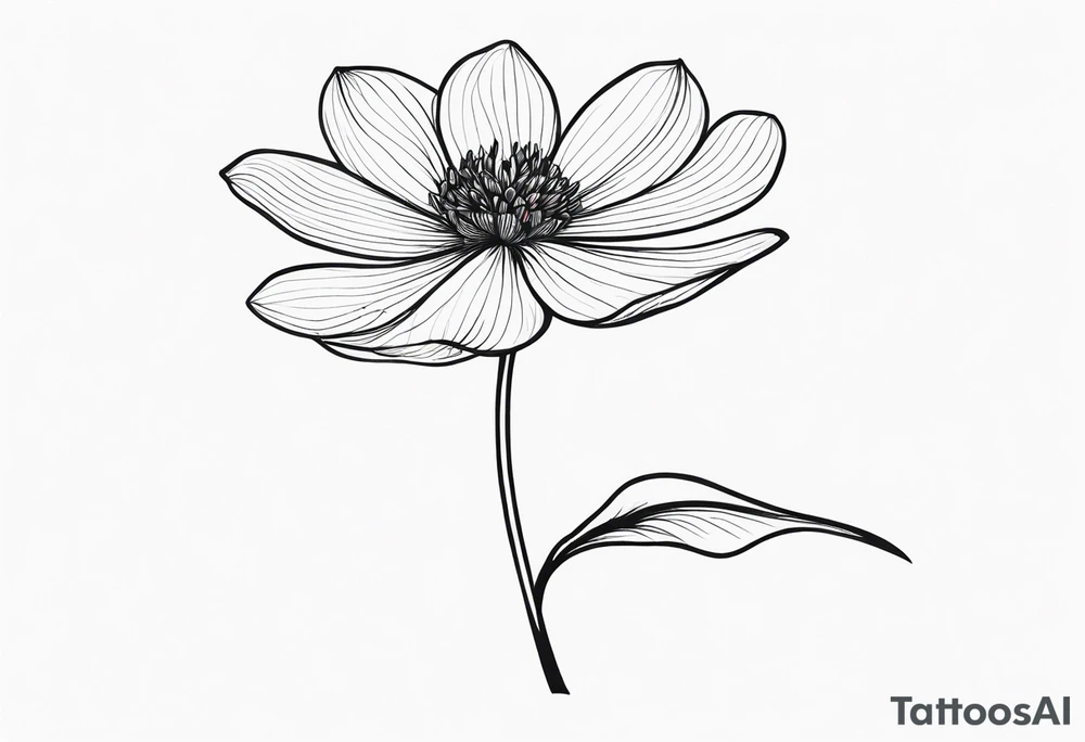 one very simple and no detailed waratha flower with stem in black and white, the few lines possible, fine-line tattoo idea