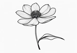 one very simple and no detailed waratha flower with stem in black and white, the few lines possible, fine-line tattoo idea
