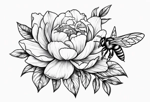 Lily rose with rose bud honey bee peony arm cuff tattoo idea