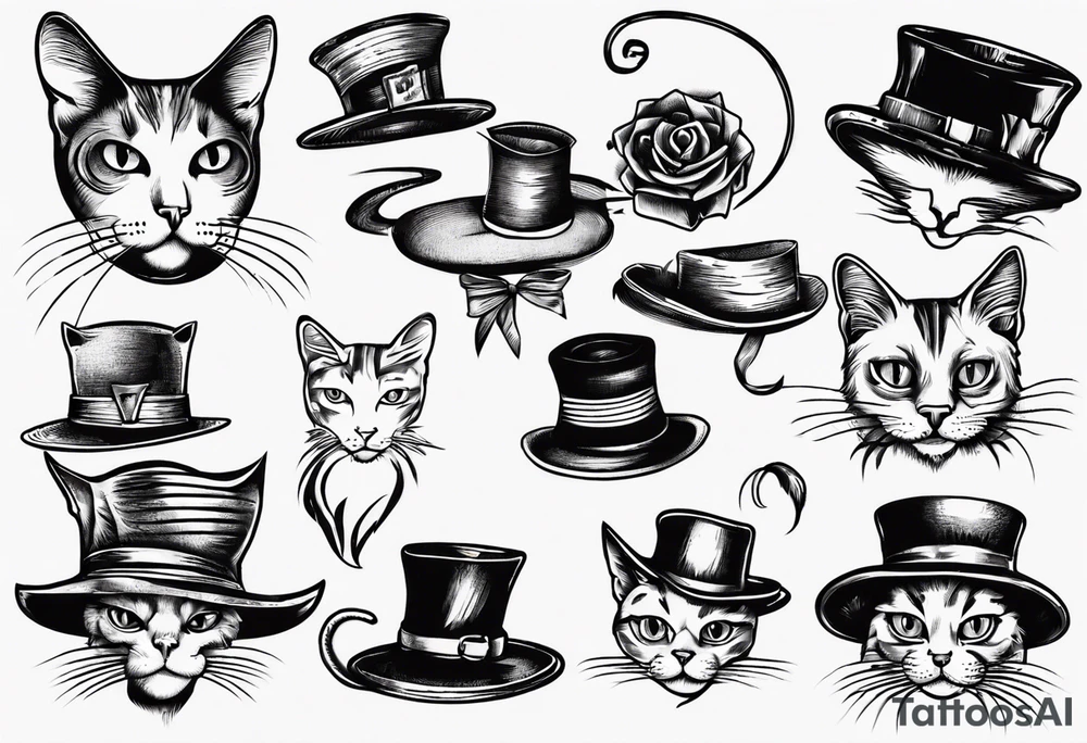 cat it a hat tattoo idea