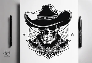 skeleton cowboy hat tattoo idea