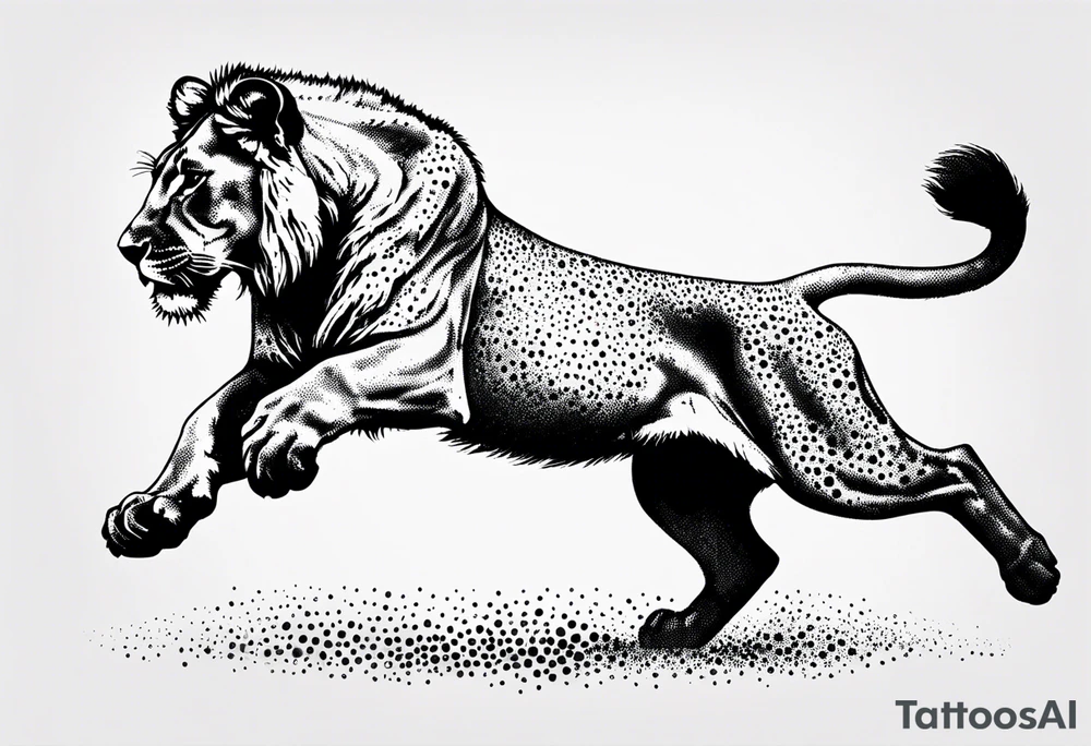 Lioness jumping tattoo idea
