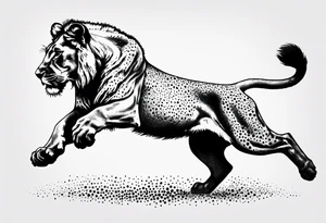 Lioness jumping tattoo idea