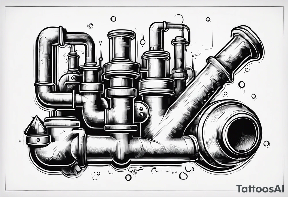 Rustic plumbing pipes with Mario tattoo idea