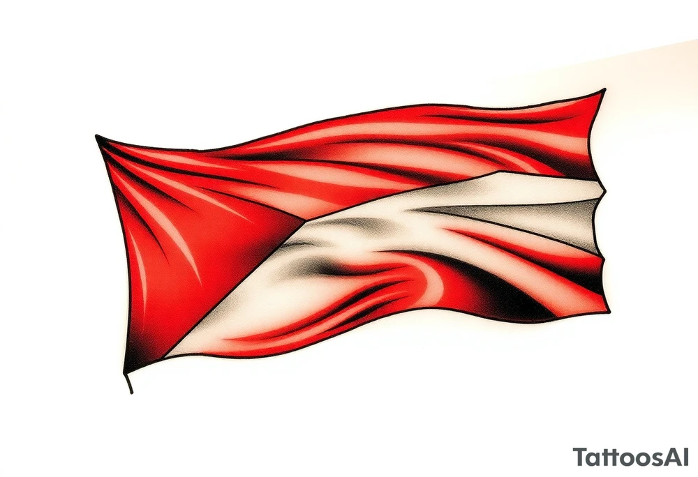 A waving Czech flag with realistic fabric texture, its red, white, and blue colors appearing vibrant and dynamic. tattoo idea