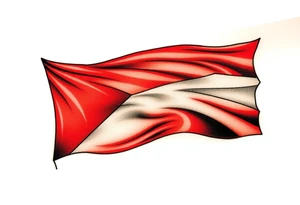 A waving Czech flag with realistic fabric texture, its red, white, and blue colors appearing vibrant and dynamic. tattoo idea